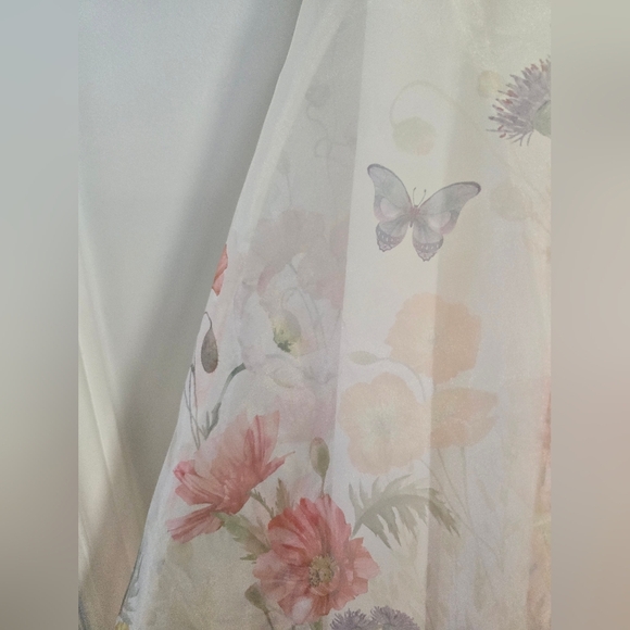 Rachel Zoe Floral A-Line Skirt Ivory Beige Flowers Midi Size M - Picture 4 of 9